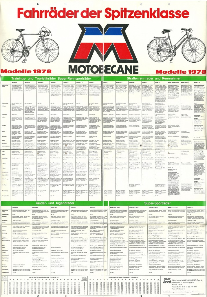 1978 Motobecane Specifications